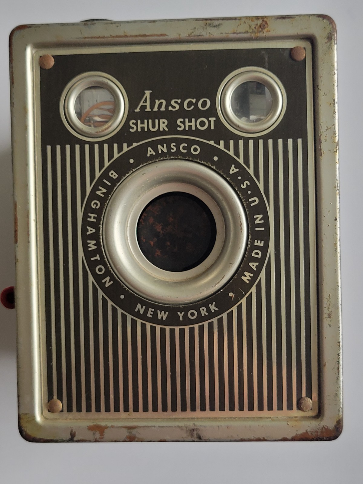 Vintage Ansco Shur Shot Box Camera 120 Film Working Shutter Binghamton NY Vintage Ansco Shur Shot Box Camera 120 Film Working Shutter Binghamton NY