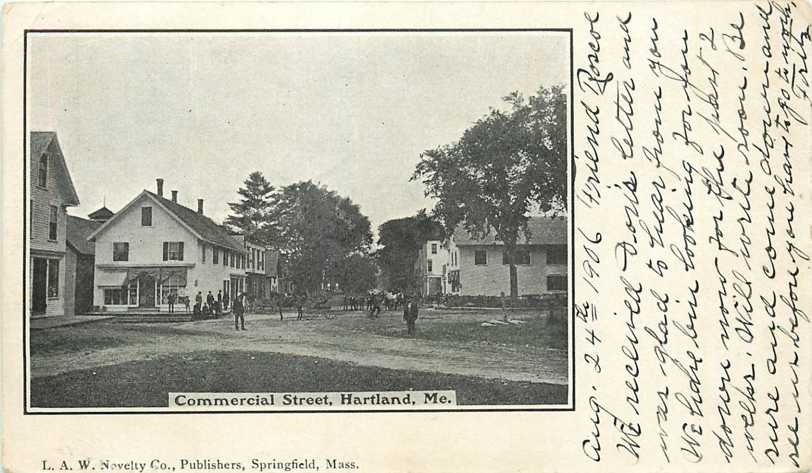 HARTLAND MAINE COMMERCIAL STREET 1906 POSTCARD