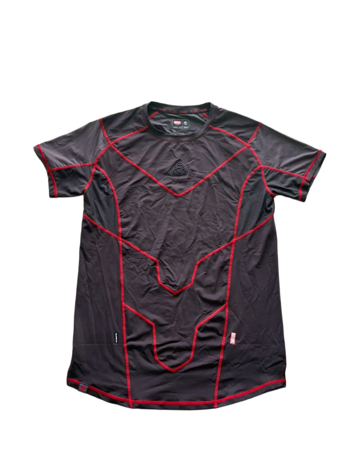 SuperX Marvel Thor Asgardian Performance Short Sleeve Shirt Men\'s Small Gray Red SuperX Marvel Thor Asgardian Performance Short Sleeve Shirt Men\'s Small Gray Red