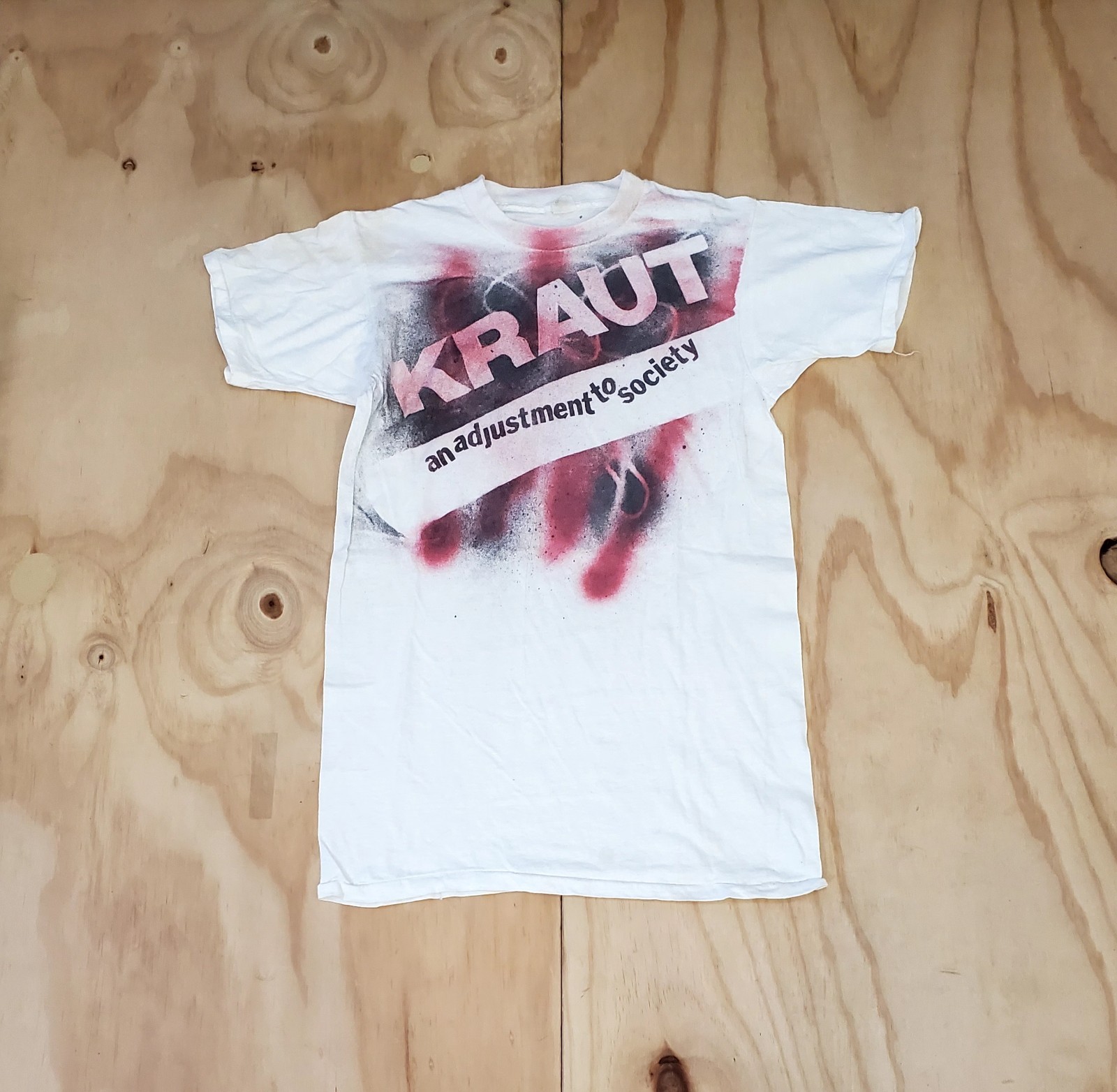 Vtg Rare 80\'s Kraut NYC Punk Hardcore Adjustment To Society Tape Shirt Men\'s L
