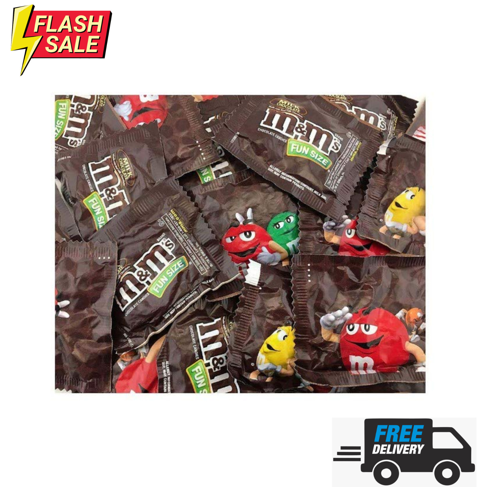 M&M\'s Milk Chocolate Fun Size Candy, Bulk Pack 70-ct (Pack of 2 Pounds) Free US