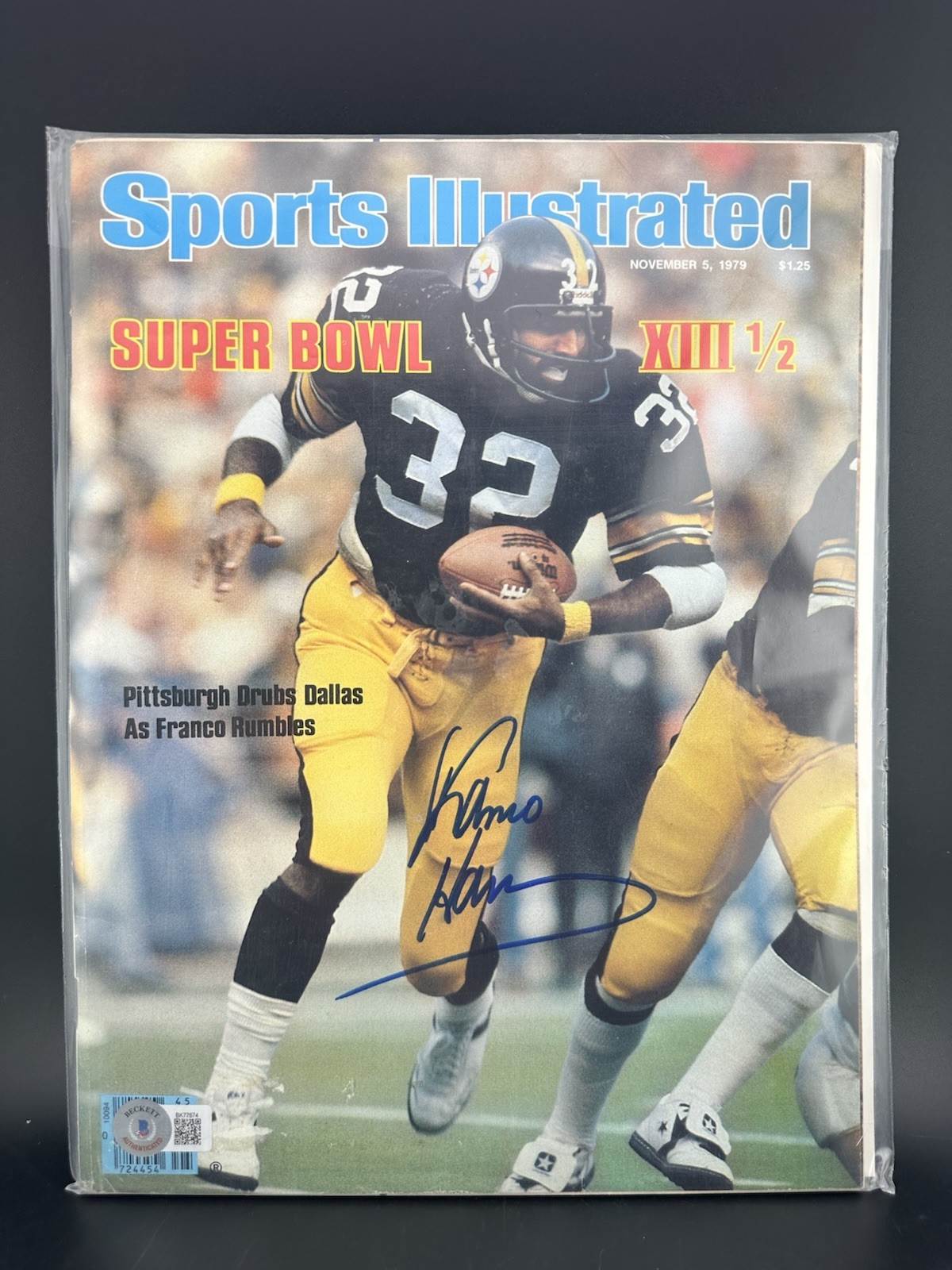 Franco Harris Signed/Autographed 1979 Sports Illustrated Magazine Beckett BAS