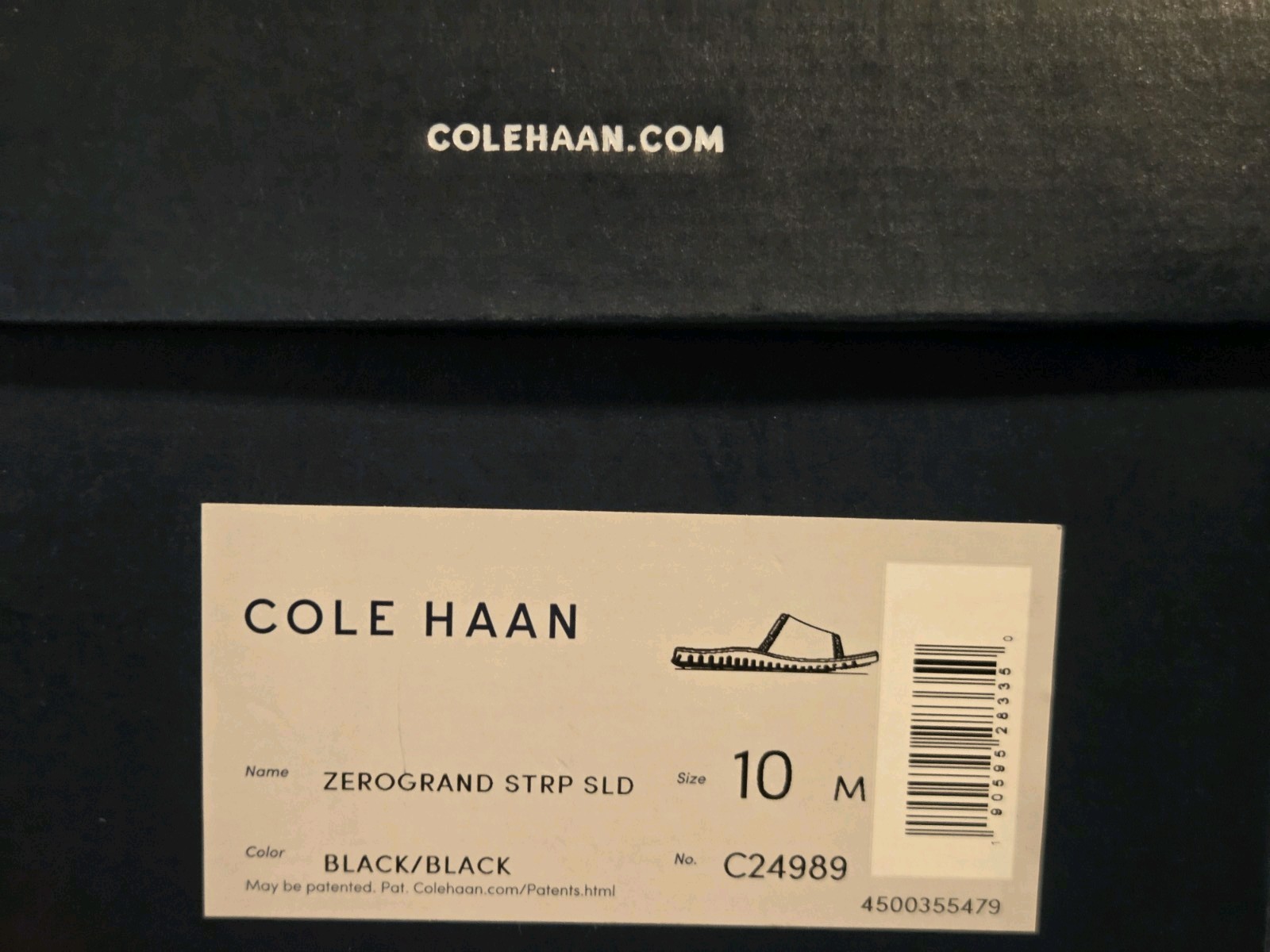 MEN\'S COLE HAAN ZEROGRAND STRAP SLIDE BLACK SIZE US 10 BRAND NEW IN BOX RET.$85