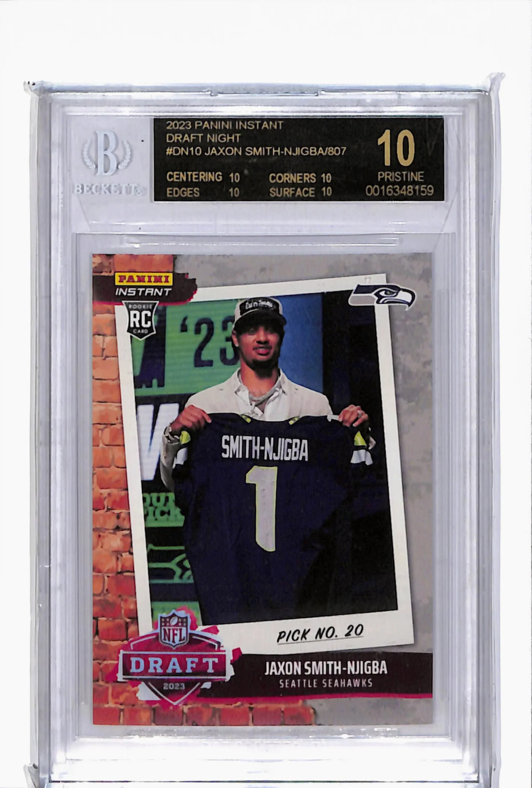 2023 Panini Instant Draft Night Jaxon Smith-Njigba #DN10 RC BGS 10 Black Label