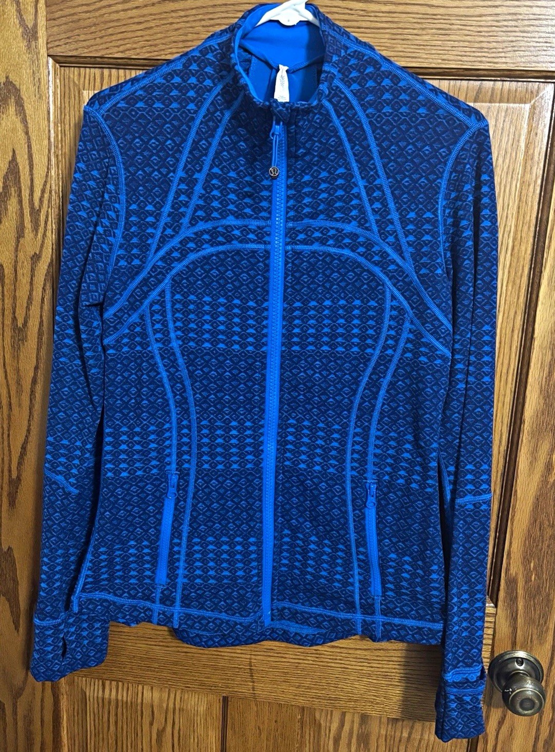 lululemon athletica Define Jacket Women\'s 10 Blue Jacquard Geometric Full Zip