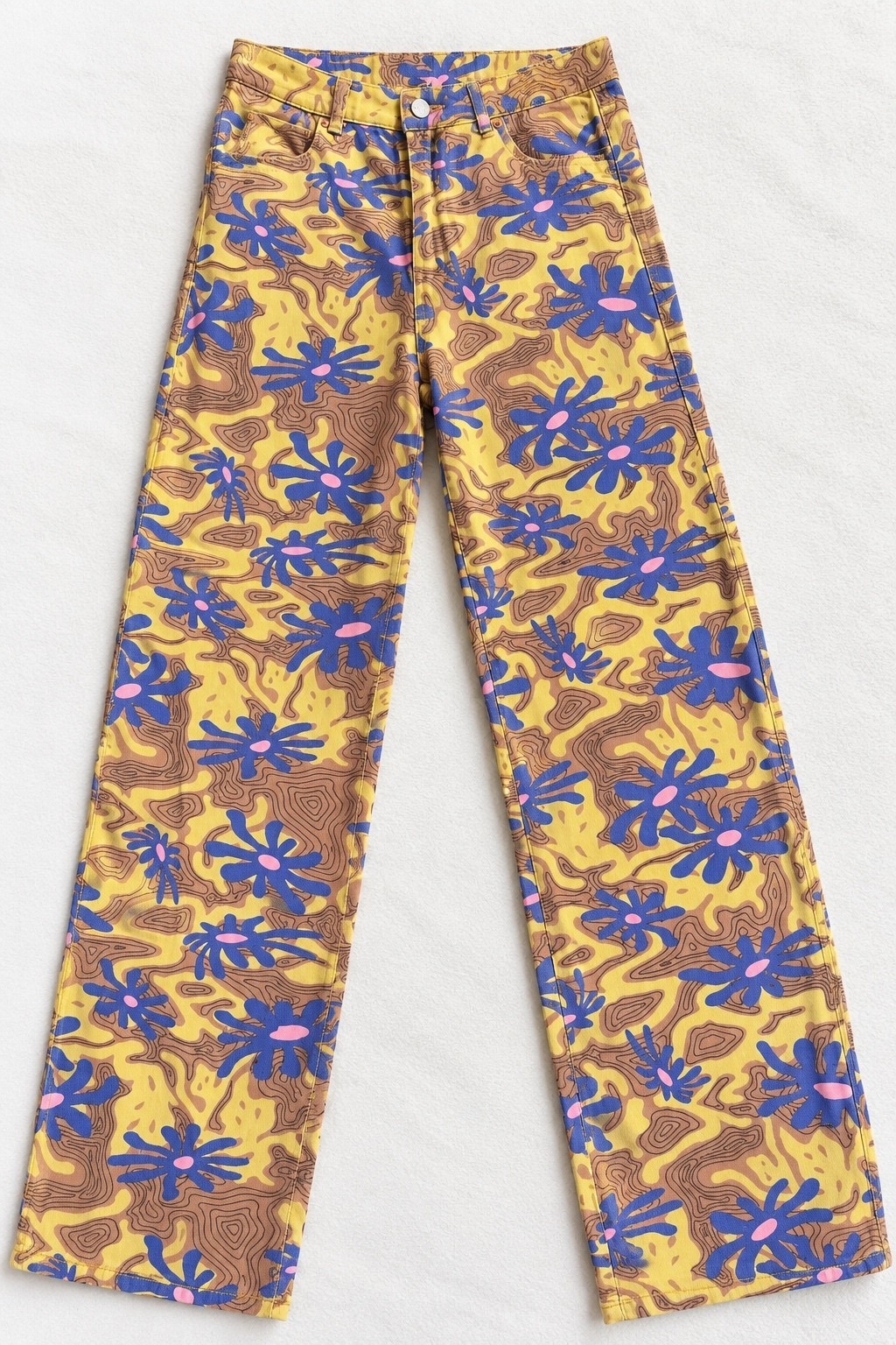 Bailey Rose Y2K Psychedelic Floral Wide Leg Jeans Small 26” Funky Retro