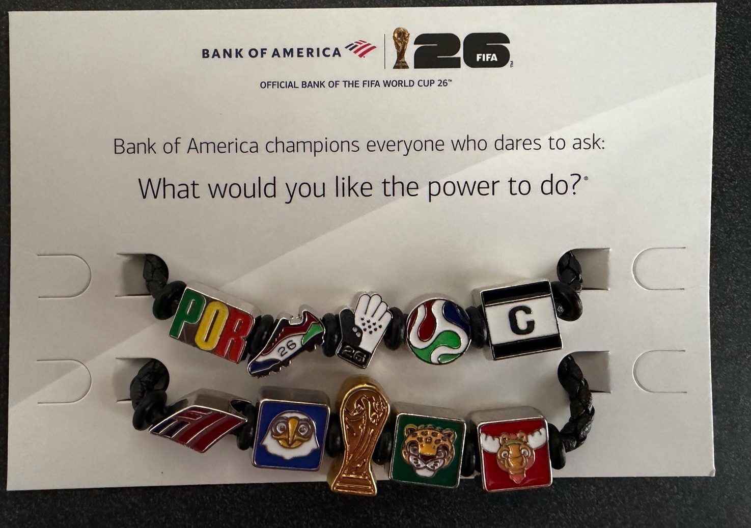 FIFA World Cup 2026 BOA FIFA Portugal Bracelet + Mascots Charm Bracelet