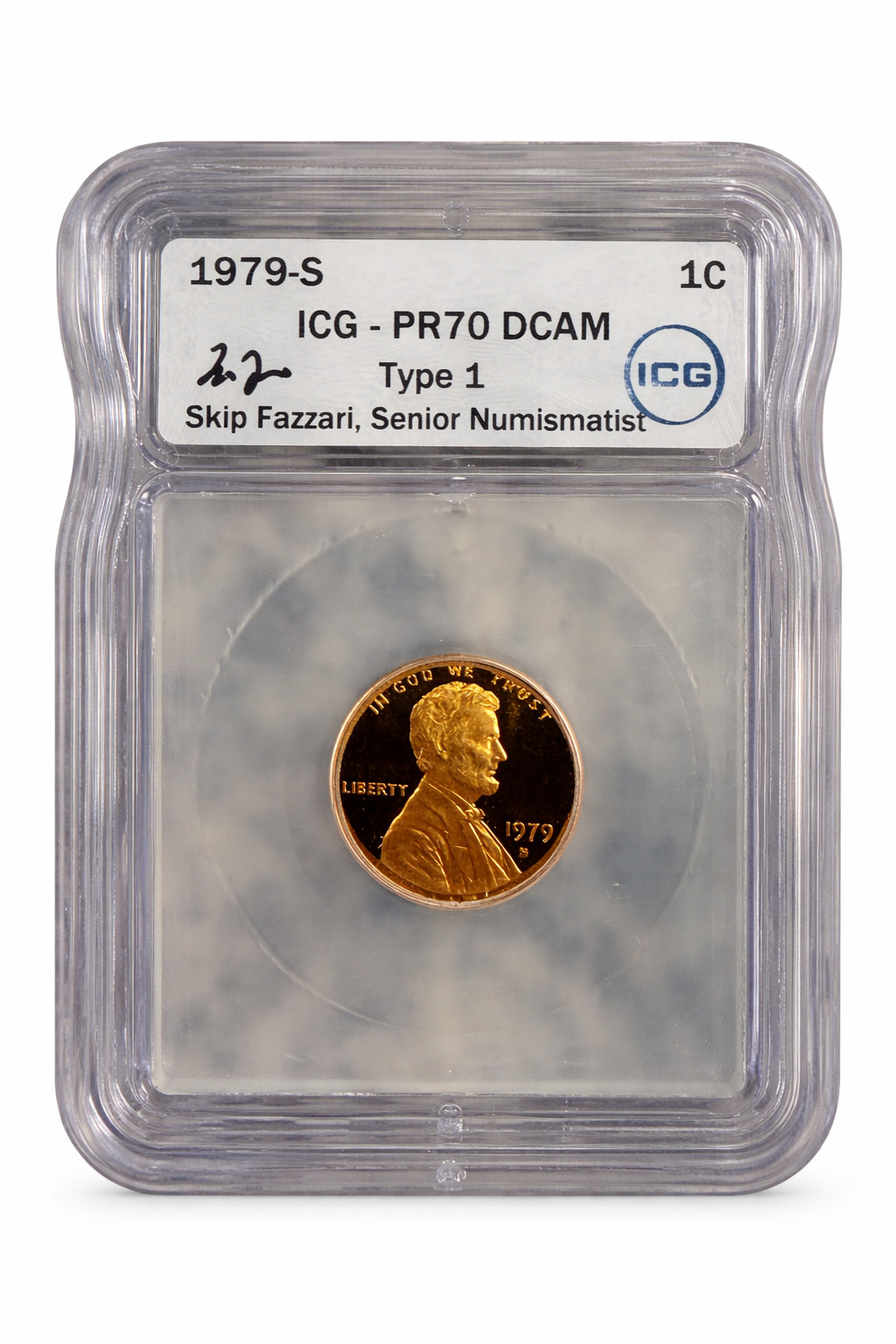 1979-S Lincoln Cent Proof PR70 DCAM Type 1 ICG Graded Penny Deep Cameo