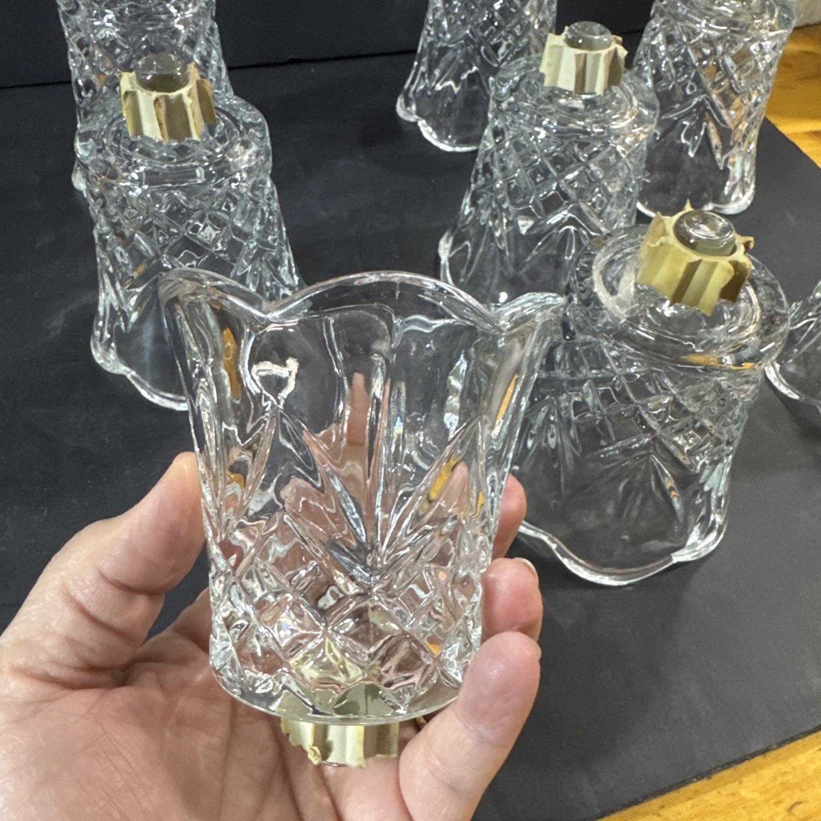 Homco Home Interiors Clear Starlite Peg Votive Cup Sconce Candle Holder 3\