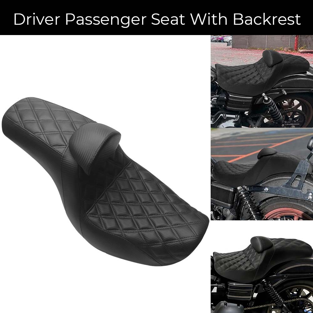 Driver Passenger Two-Up Seat w/ Backrest Pad For Harley Dyna Super Glide FXD/I
