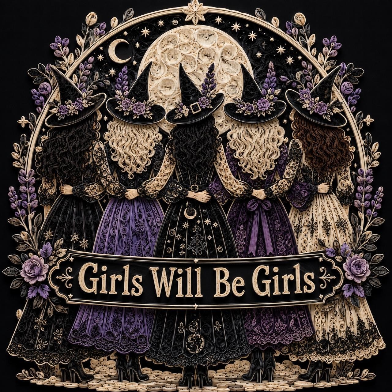 8x8 Framed “Girls Will Be Girls” Witch Art Print