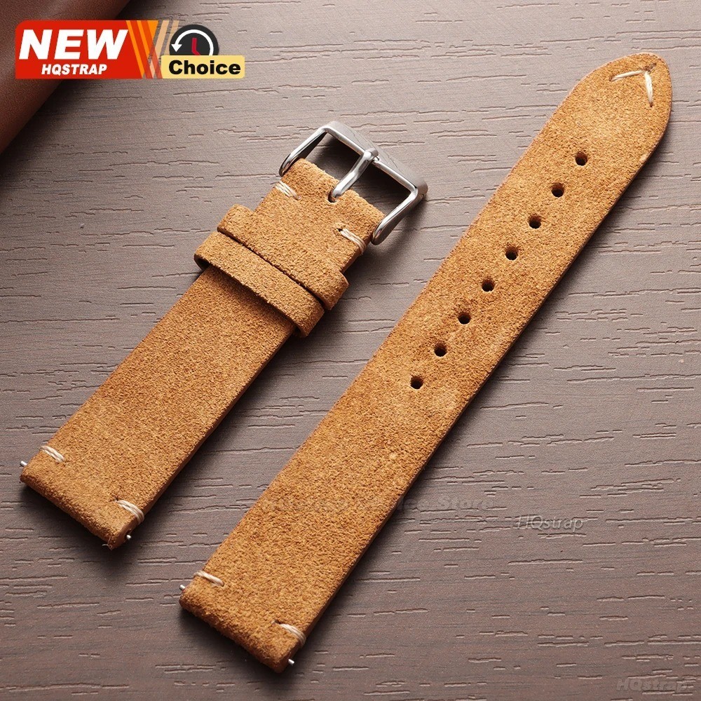 16 18 19 20 21 22 MM Soft Suede Leather Vintage Strap Watch Band Quick Release
