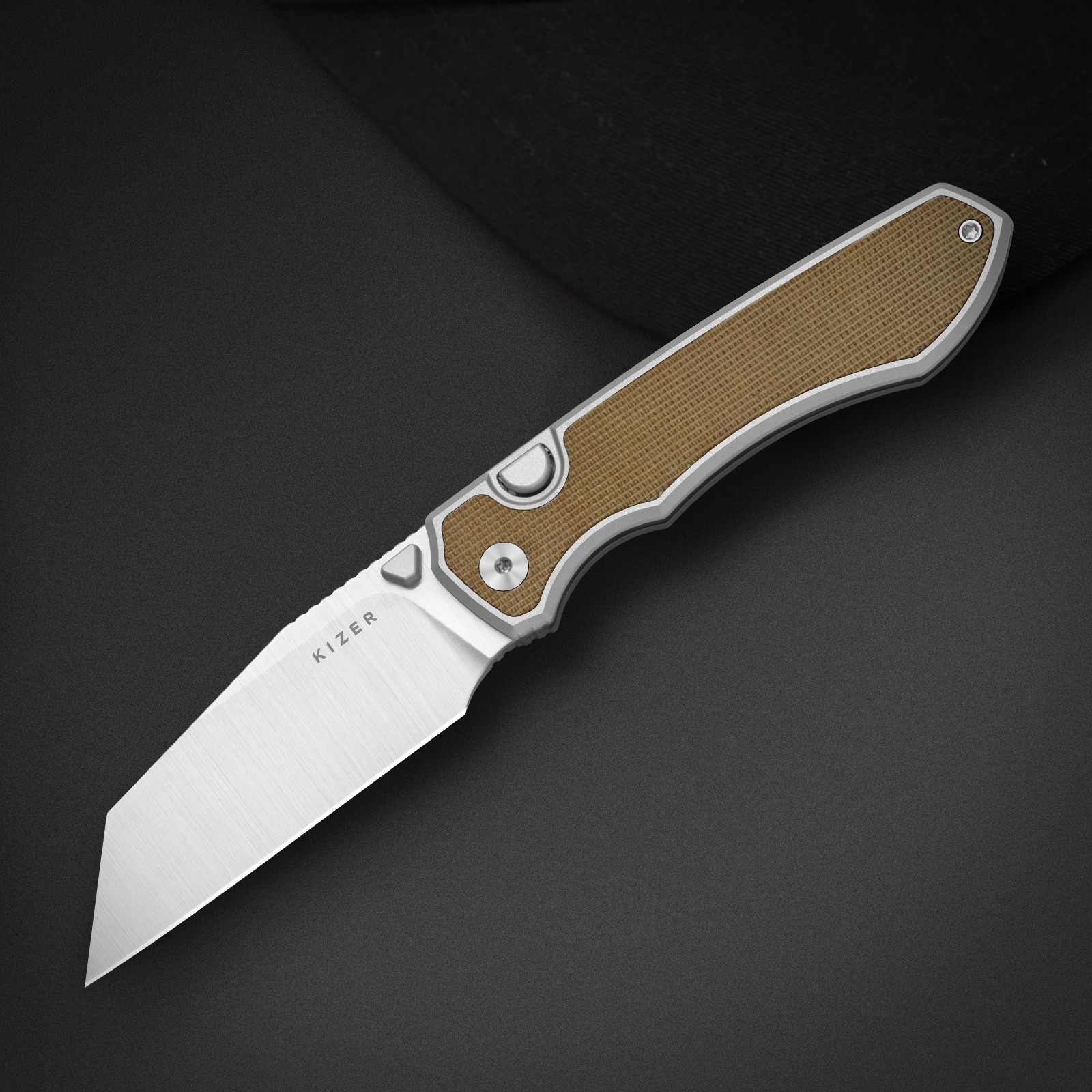 Kizer Wharning Folding Pocket Knife S45VN Blade Aluminum&Micarta Handle Ki3738A1