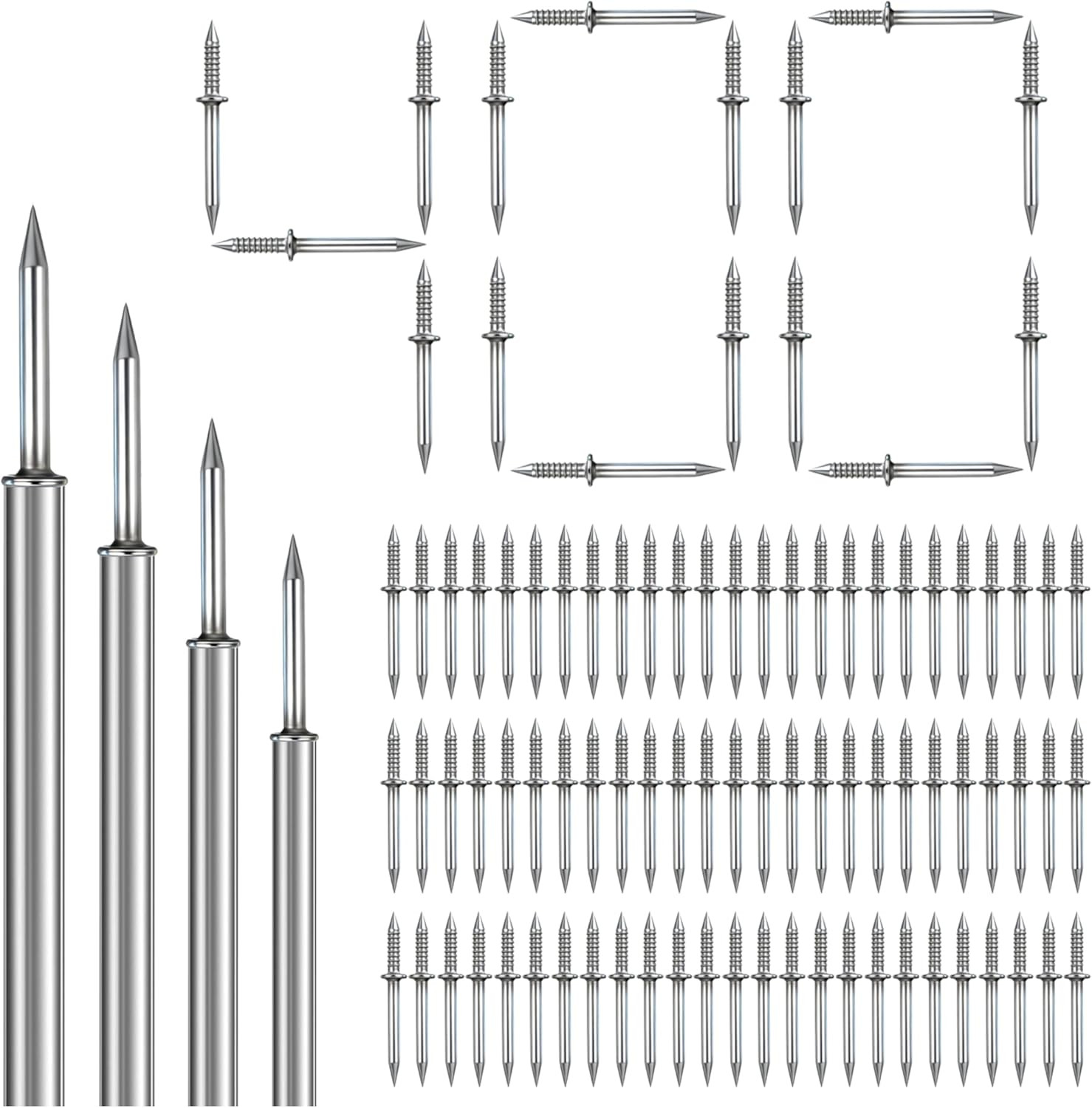 400 Pcs Double-Headed Skirting Nails with Installation Sleeve Tool | Seamless in