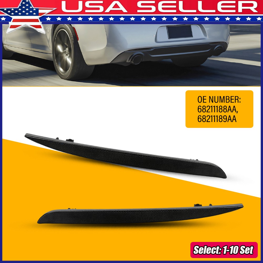 1-10xRear Bumper LED Reflector Lights Smoked Red For 2015 2016-2022 Chrysler 300