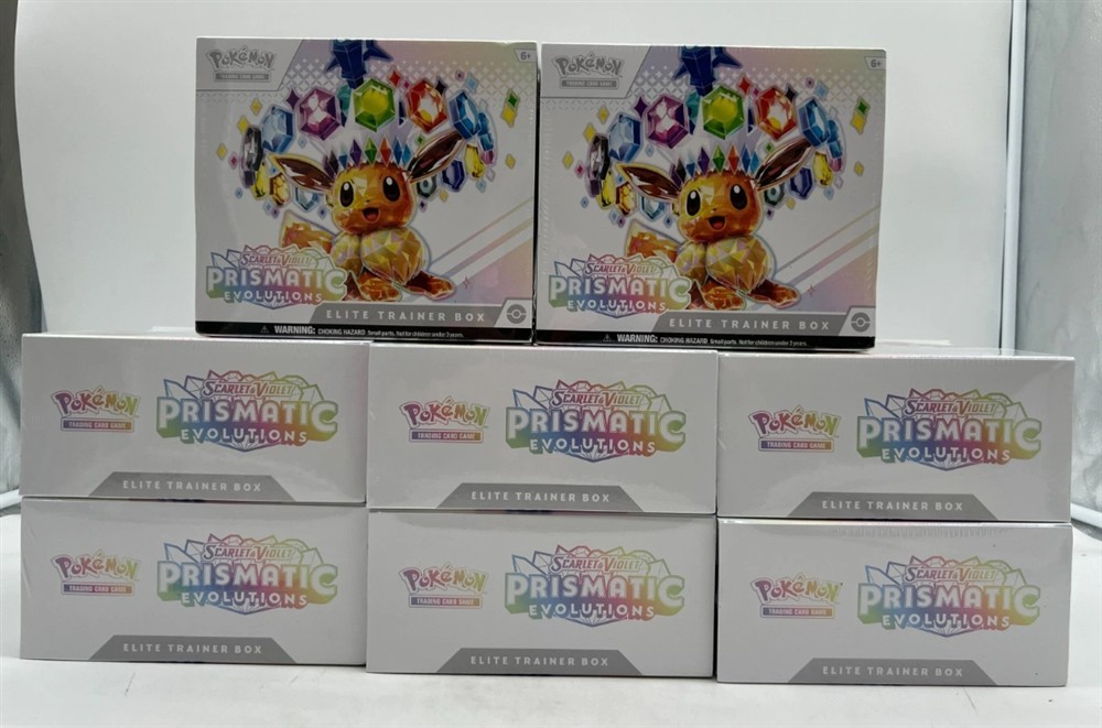 LOT OF (8) POKEMON TCG PRISMATIC EVOLUTIONS ELITE TRAINER BOXES SEALED ETB NEW