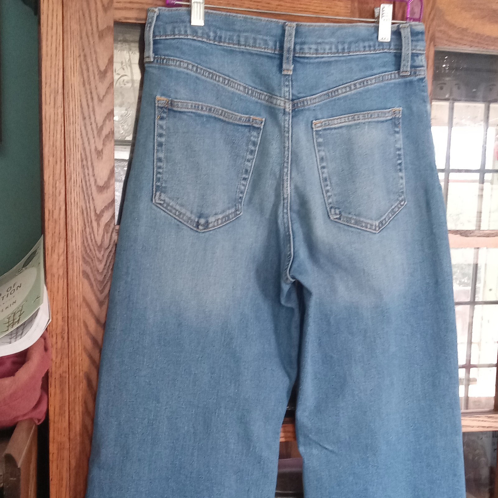 Gap Women’s Petite 8P Wide-Leg Jeans Light Wash Blue Denim Cotton Blend