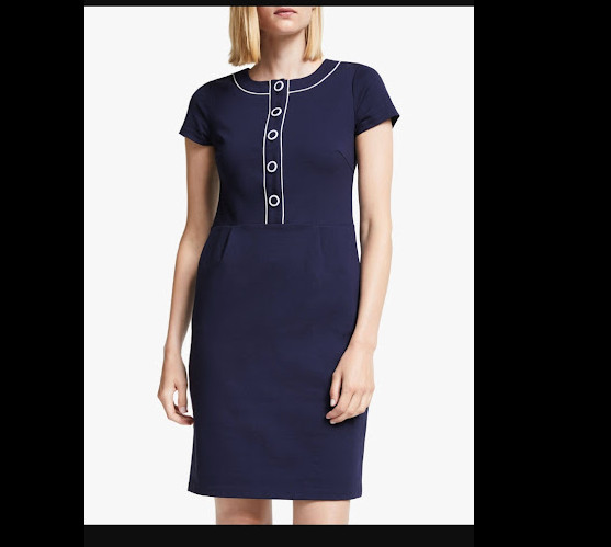 Boden Gracie Ponte Sheath Dress-Size 2-Lined-Pockets-Knee Length-Nautical