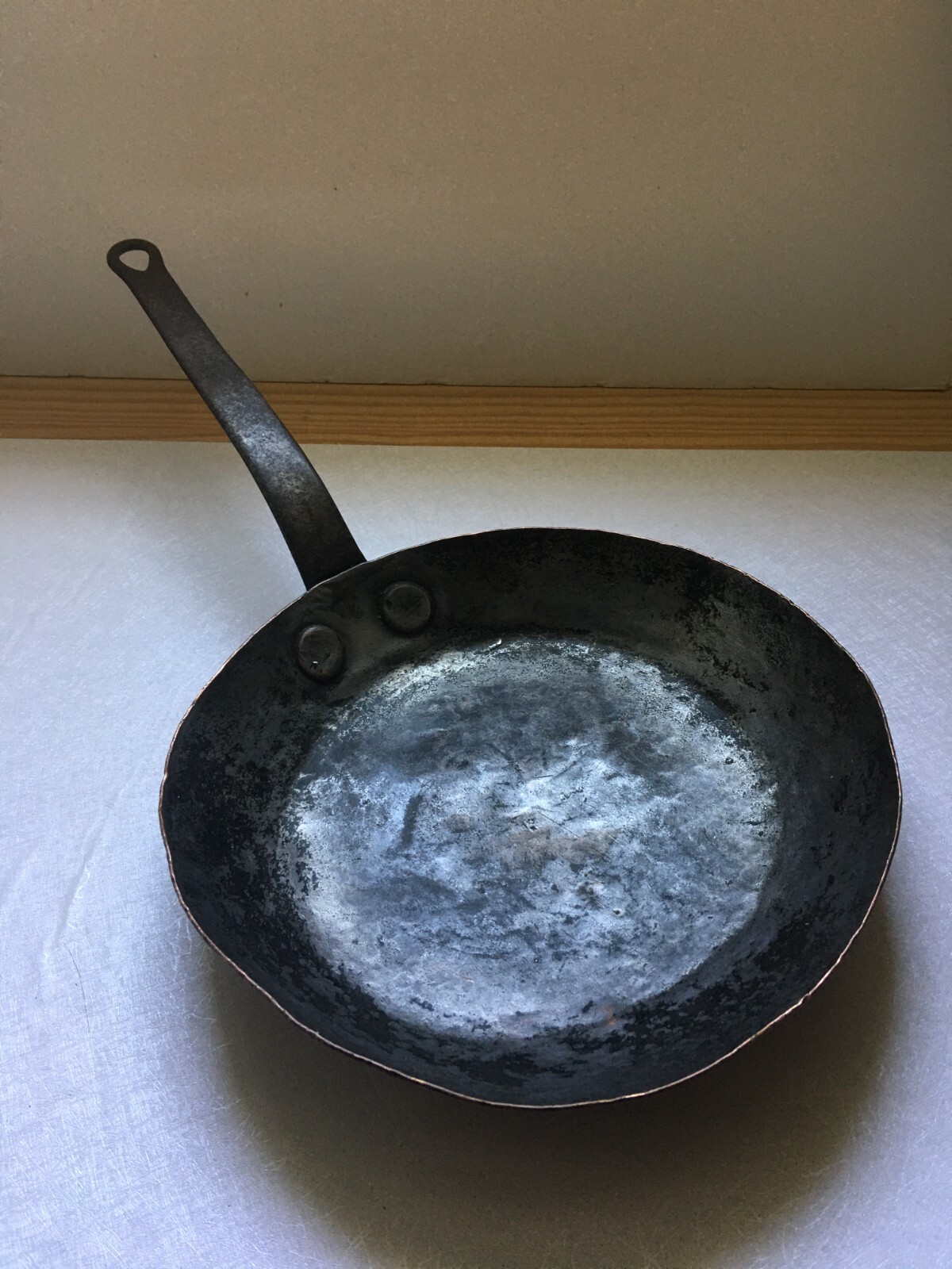 Antique D.H. & M. Co NY Wooster Tined Copper Skillet Fry Pan 10\