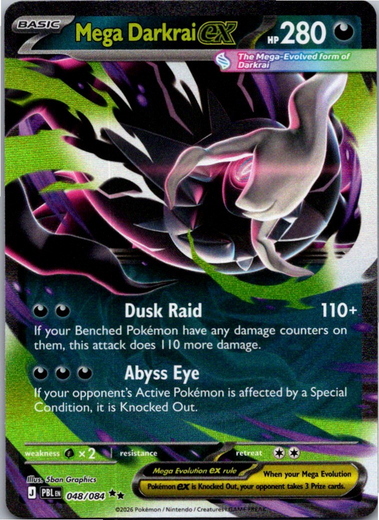 Mega Darkrai ex 048/084 Ultra Rare Pitch Black Pokemon Holo Near Mint Mega Darkrai ex 048/084 Ultra Rare Pitch Black Pokemon Holo Near Mint