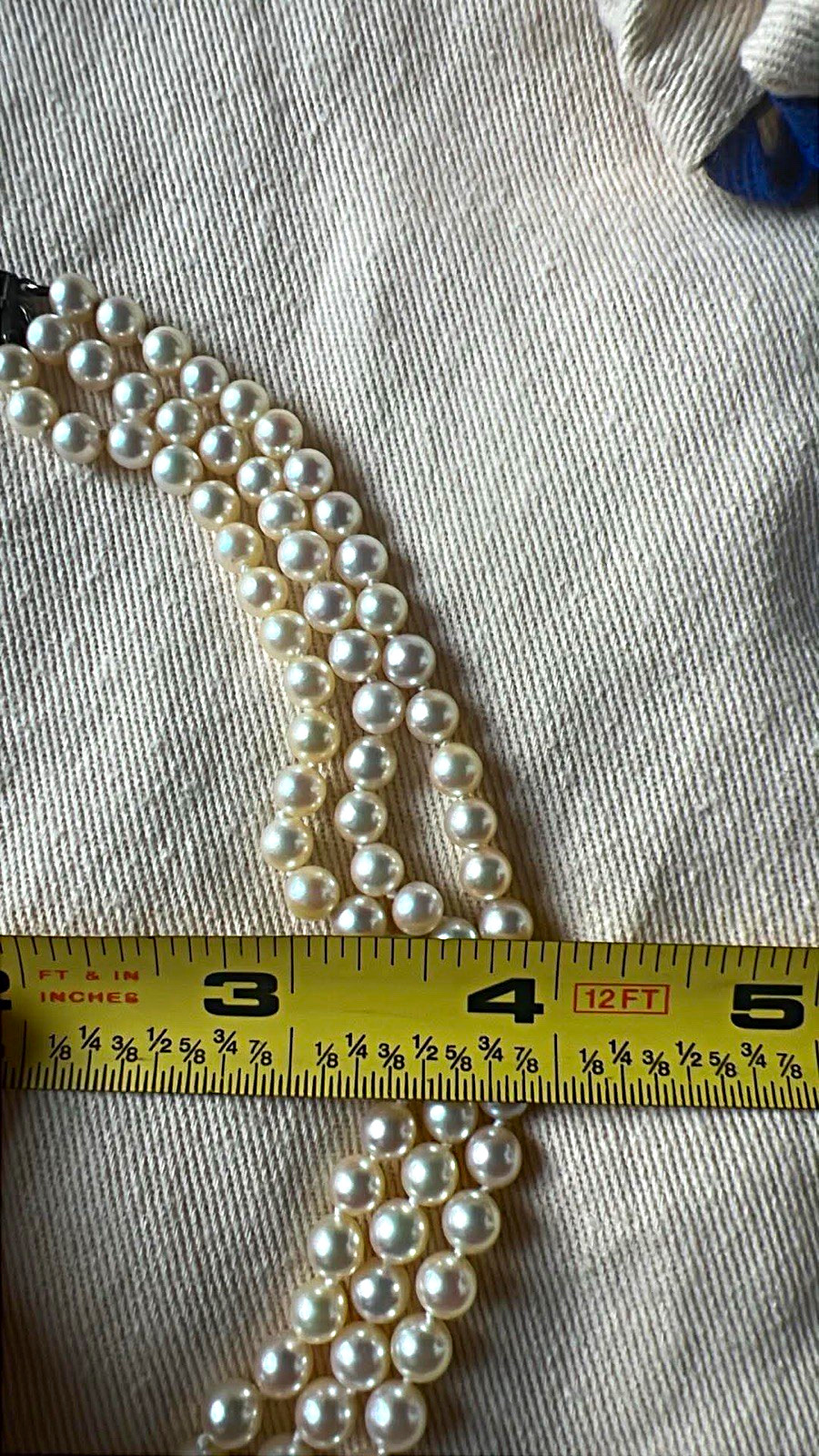 Mikimoto 3-Strand White Round Pearl Beaded Necklace w/ Box Clasp Mikimoto 3-Strand White Round Pearl Beaded Necklace w/ Box Clasp