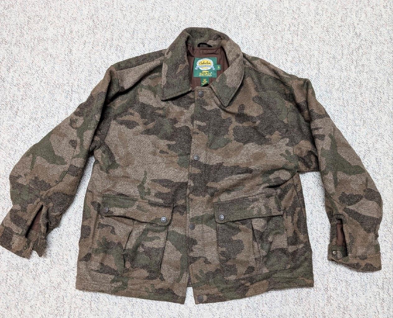 vintage CABELAS camouflage coat XL waterproof WOOL jacket DRY-PLUS hunting