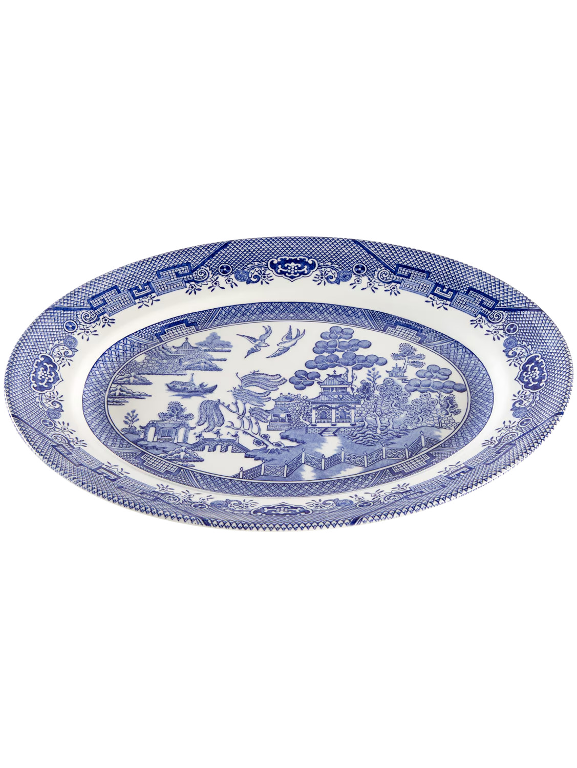 Churchill Blue Willow Oval Serving Platter 14.5 x 12 England Blue White New