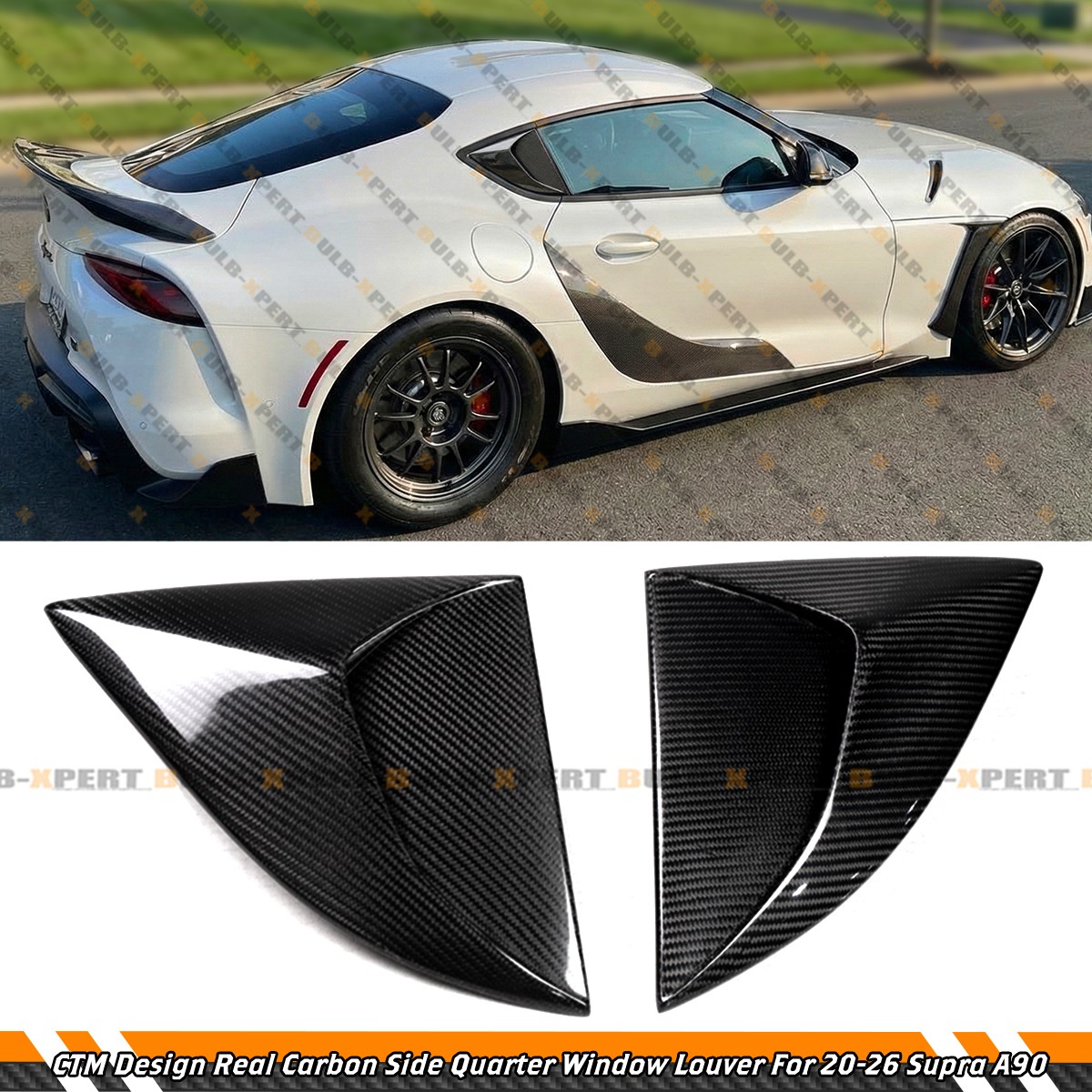 For 20-26 Toyota GR Supra A90 MK5 CTM Real Carbon Fiber Side Window Louver Cover