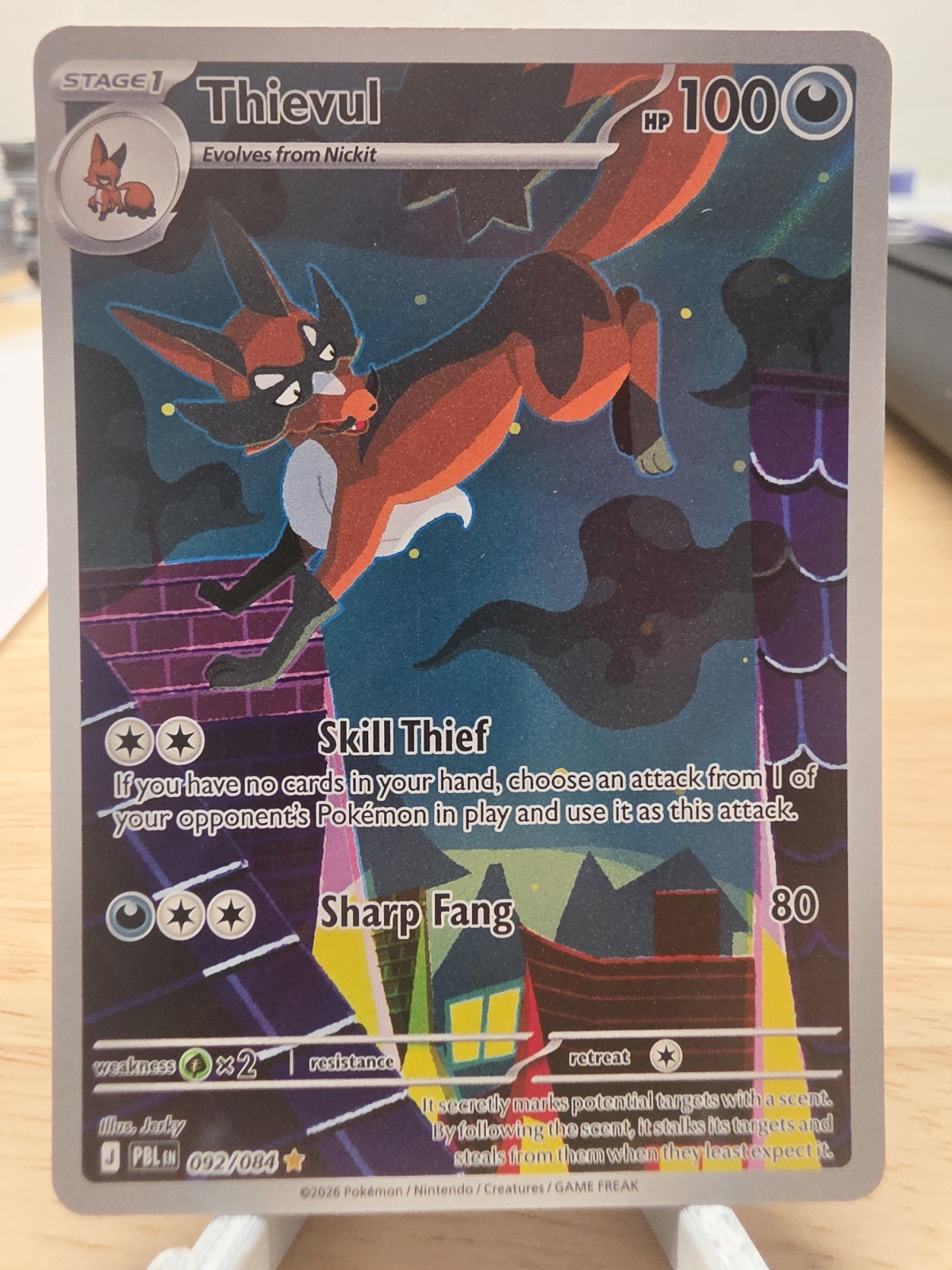 Pokémon TCG Thievul 092/084 Pitch Black Illustration Rare 100HP EN 2026 Pokémon TCG Thievul 092/084 Pitch Black Illustration Rare 100HP EN 2026