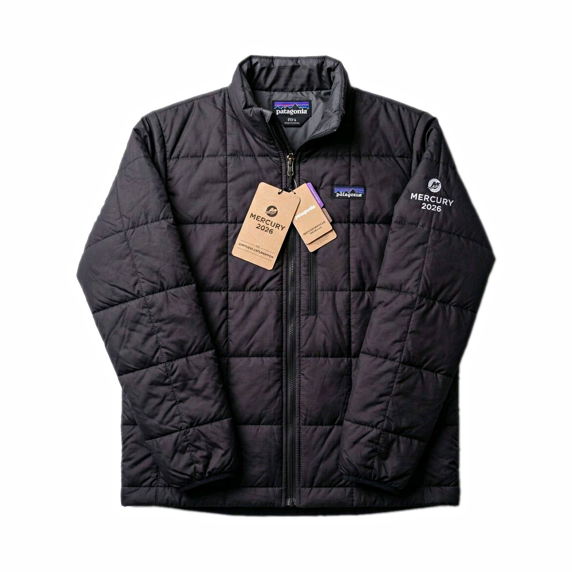Patagonia Men\'s Black Quilted Puffer Jacket XS Stand-Up Collar Full Zip NWT