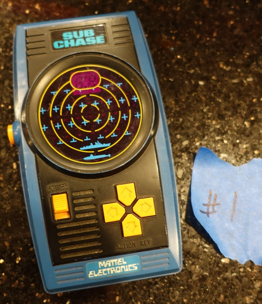 Vintage Mattel SUB CHASE Handheld Electronic  tabletop LED  Video game D4 #1