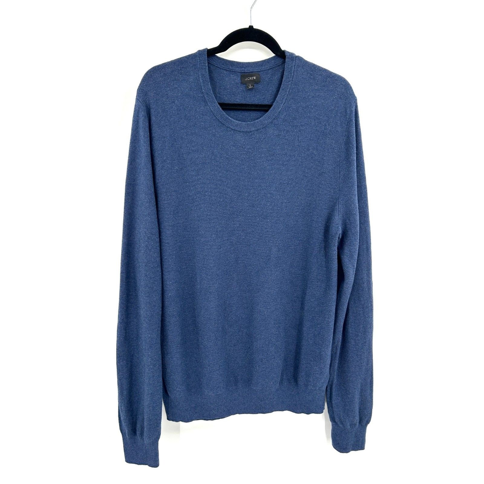J. CREW Men\'s Cotton Crewneck Sweater Navy Blue Pullover Long Sleeve Size Large J. CREW Men\'s Cotton Crewneck Sweater Navy Blue Pullover Long Sleeve Size Large