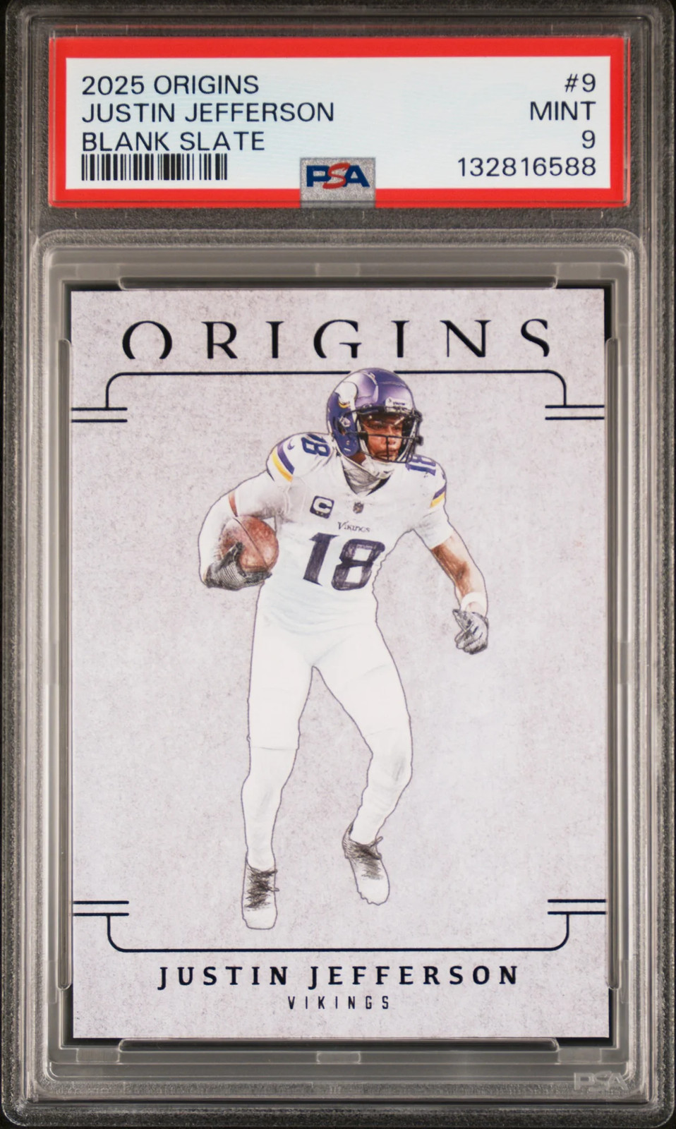 Justin Jefferson 2025 Panini Origins #9 Blank Slate Case Hit SSP PSA9 MINT