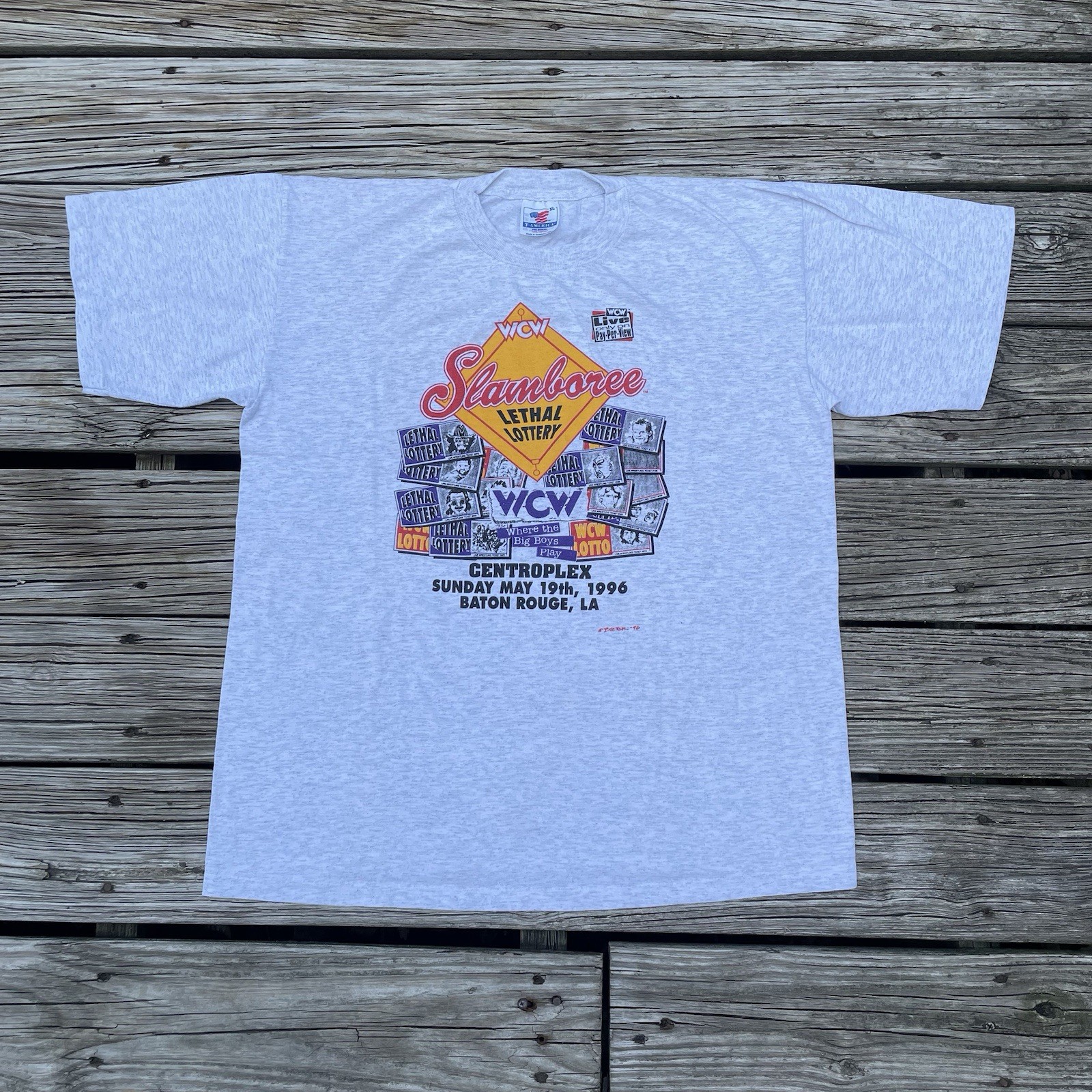 VTG Rare 1996 WCW Slamboree Wrestling Ric Flair Macho Man Lex Luger Shirt XL