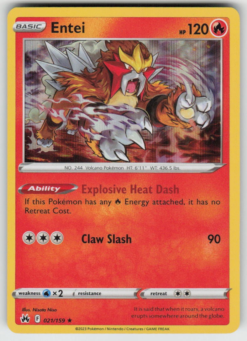 Holo Entei 021/159 Rare Crown Zenith Near Mint