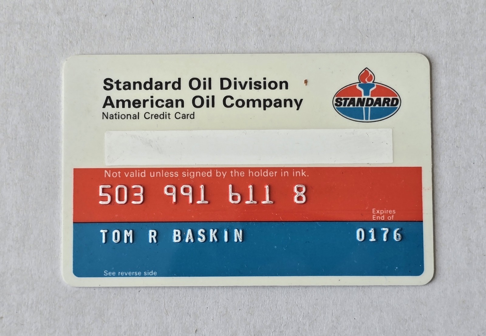 Vintage 1976 Standard Oil American Oil Co. National Credit Card. Pre-Owned/Exp.