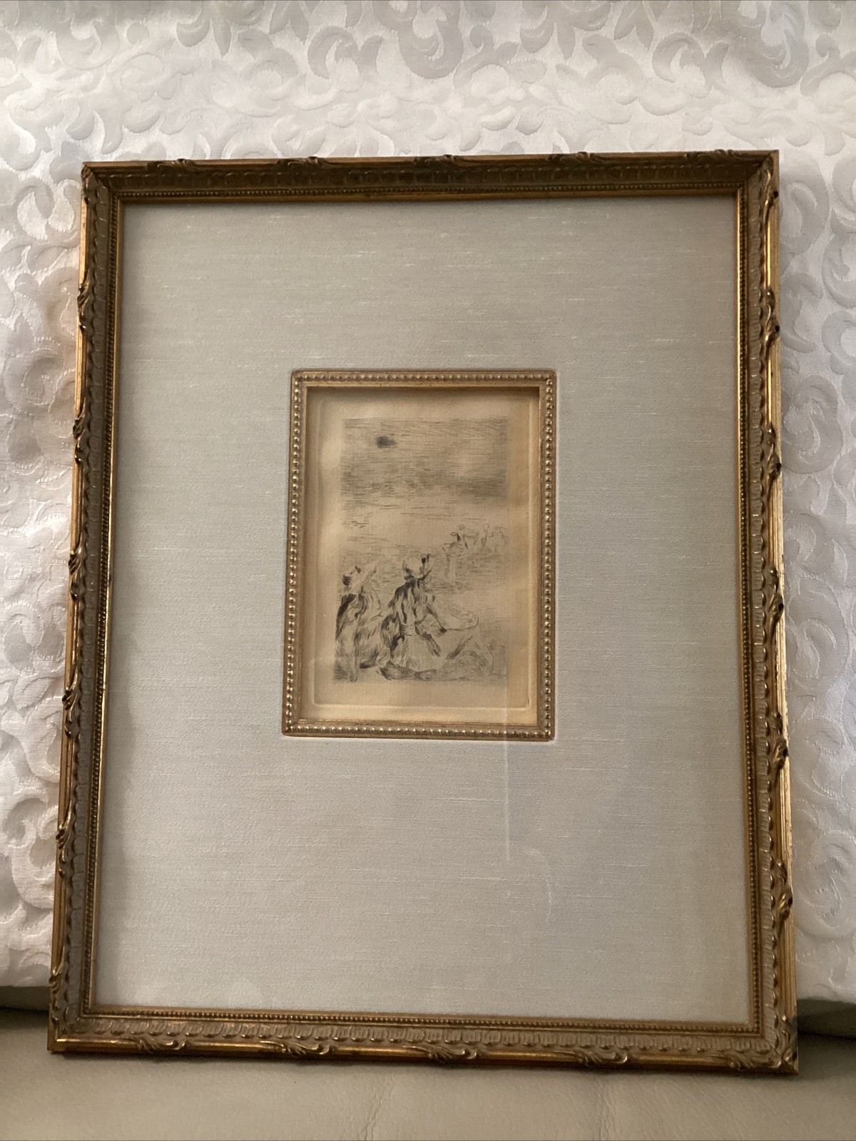Pierre Auguste Renoir Original Etching SUR LA PLAGE A BERNEVAL 1892 Excellent