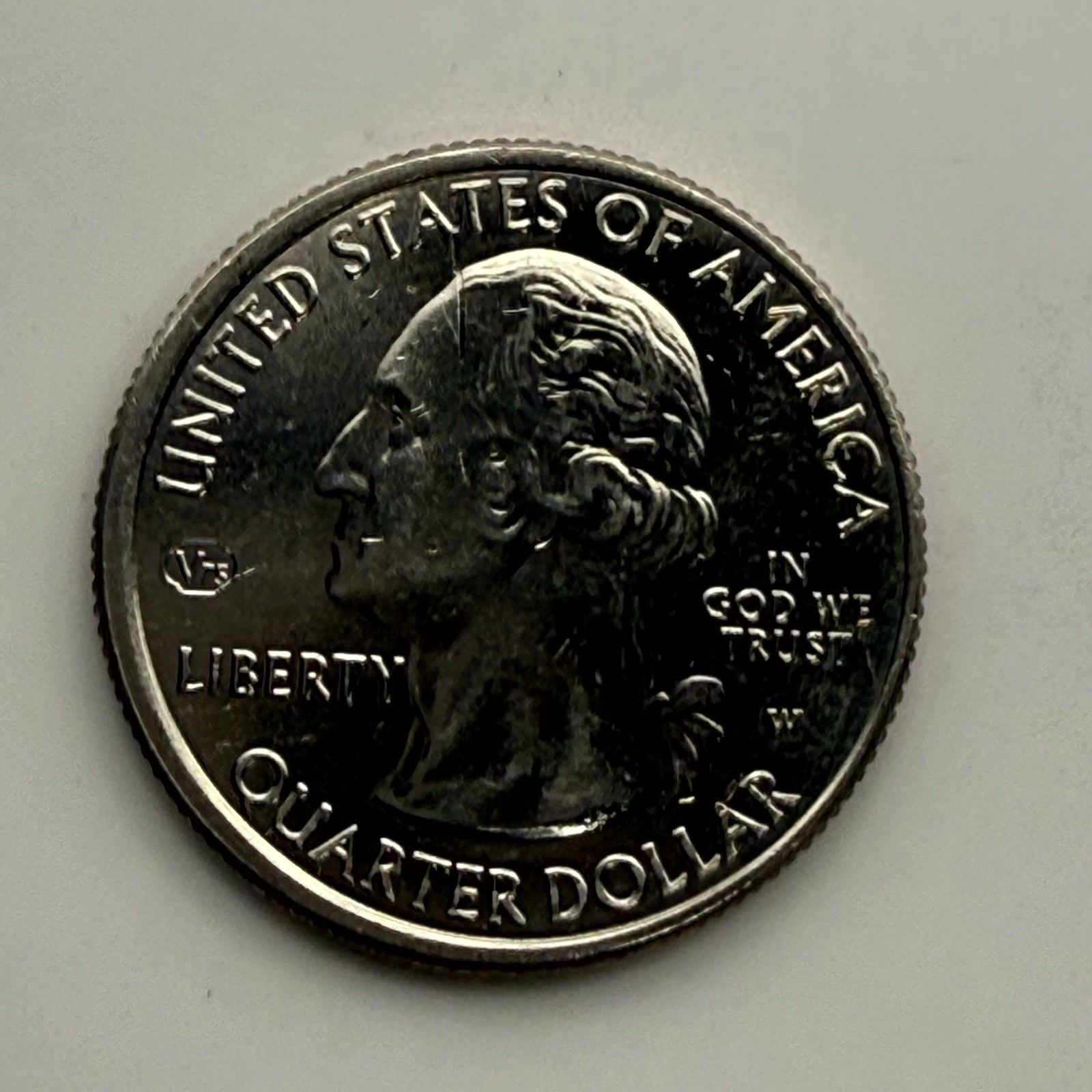 2020-W Weir Farm Quarter V75 AU Partial Collar Misaligned Die Error #849359