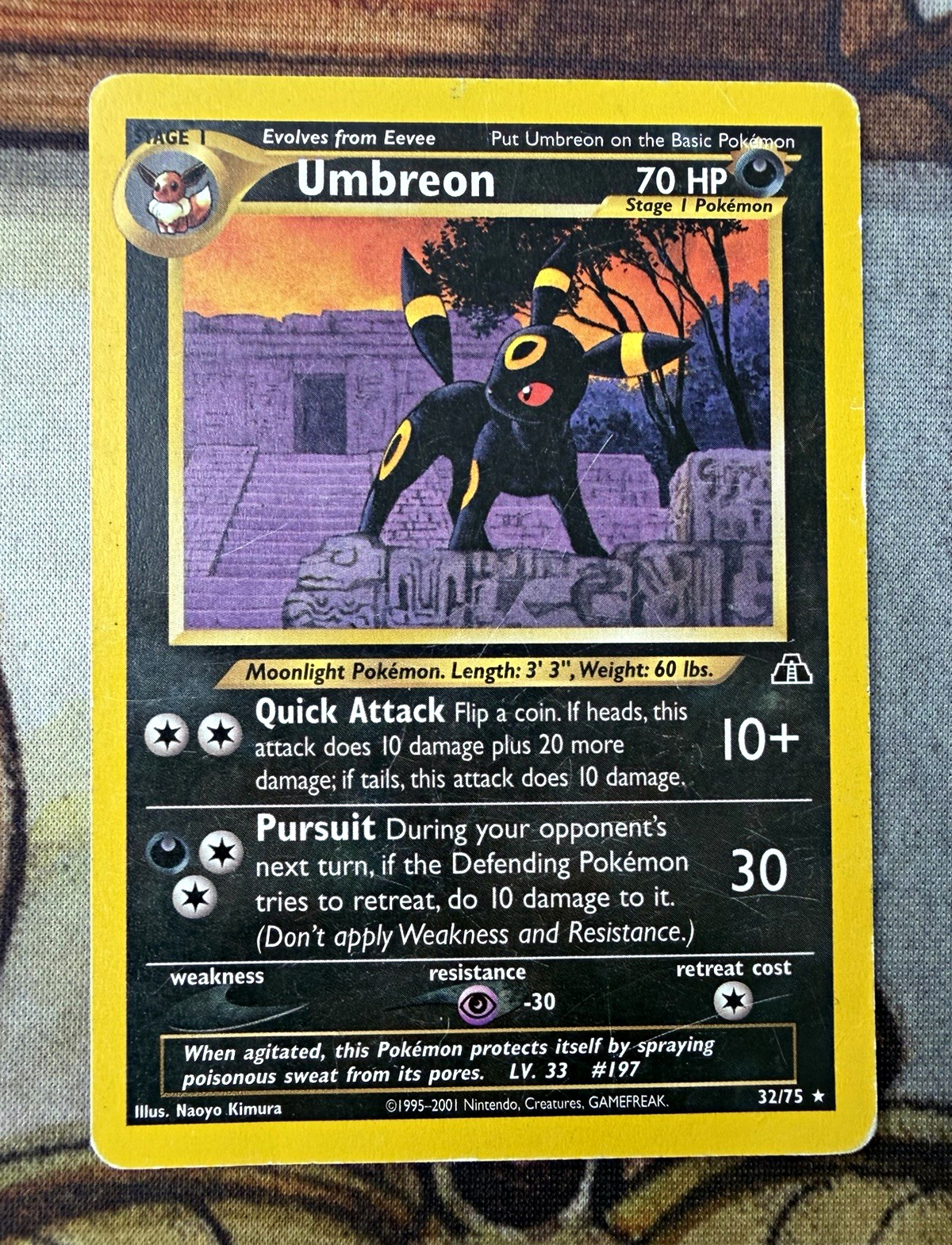 Pokémon TCG Umbreon Regular Rare - Neo Discovery - 32/75 2001 - Moderate Play