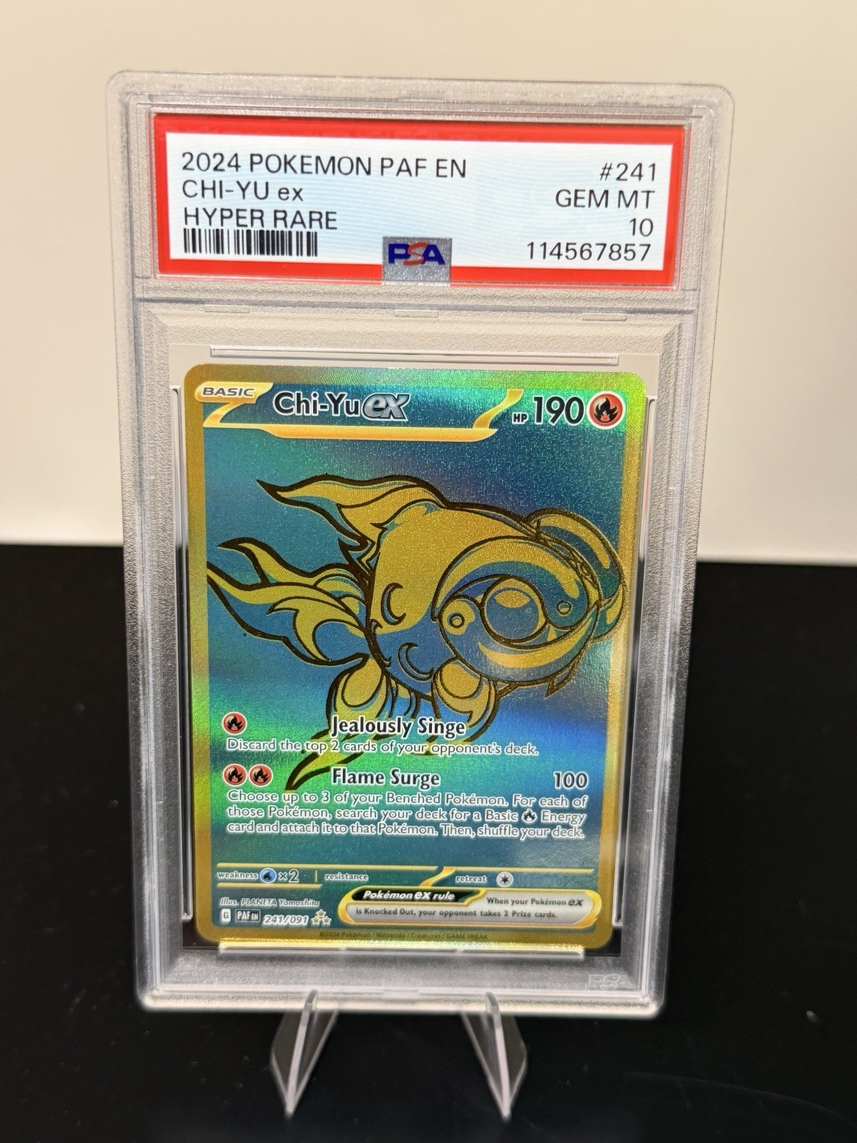 Pokemon 2024 Chi-Yu ex 241/091 SV: Paldean Fates Hyper Rare Holo PSA