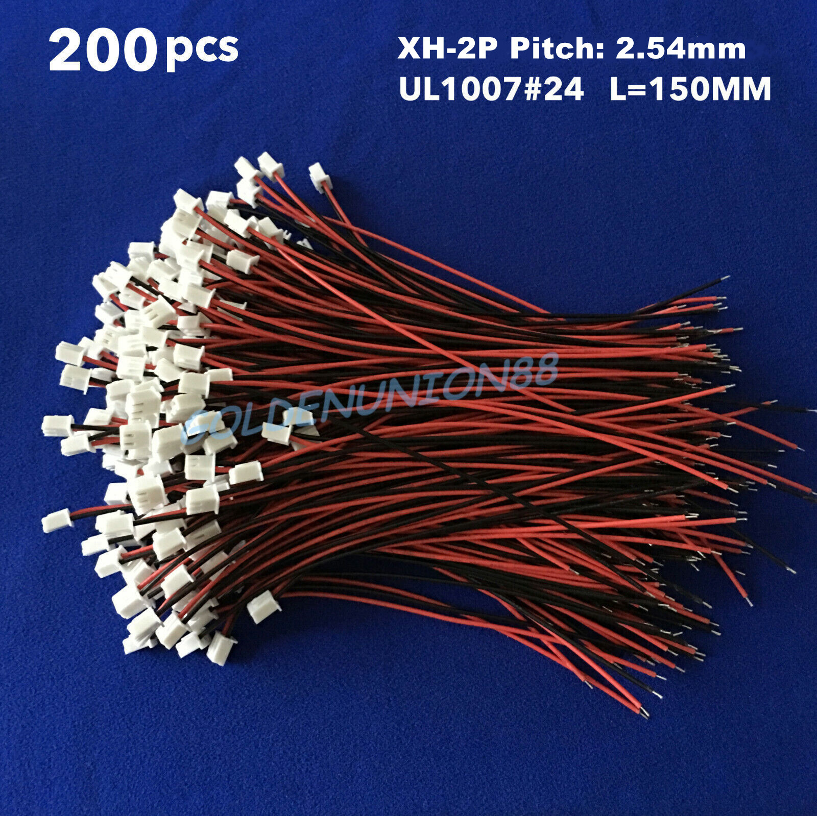 200PC JST-XH-2P connector 150mm UL1007 24# Cable wire Pitch2.54mm JST XH 2Pin