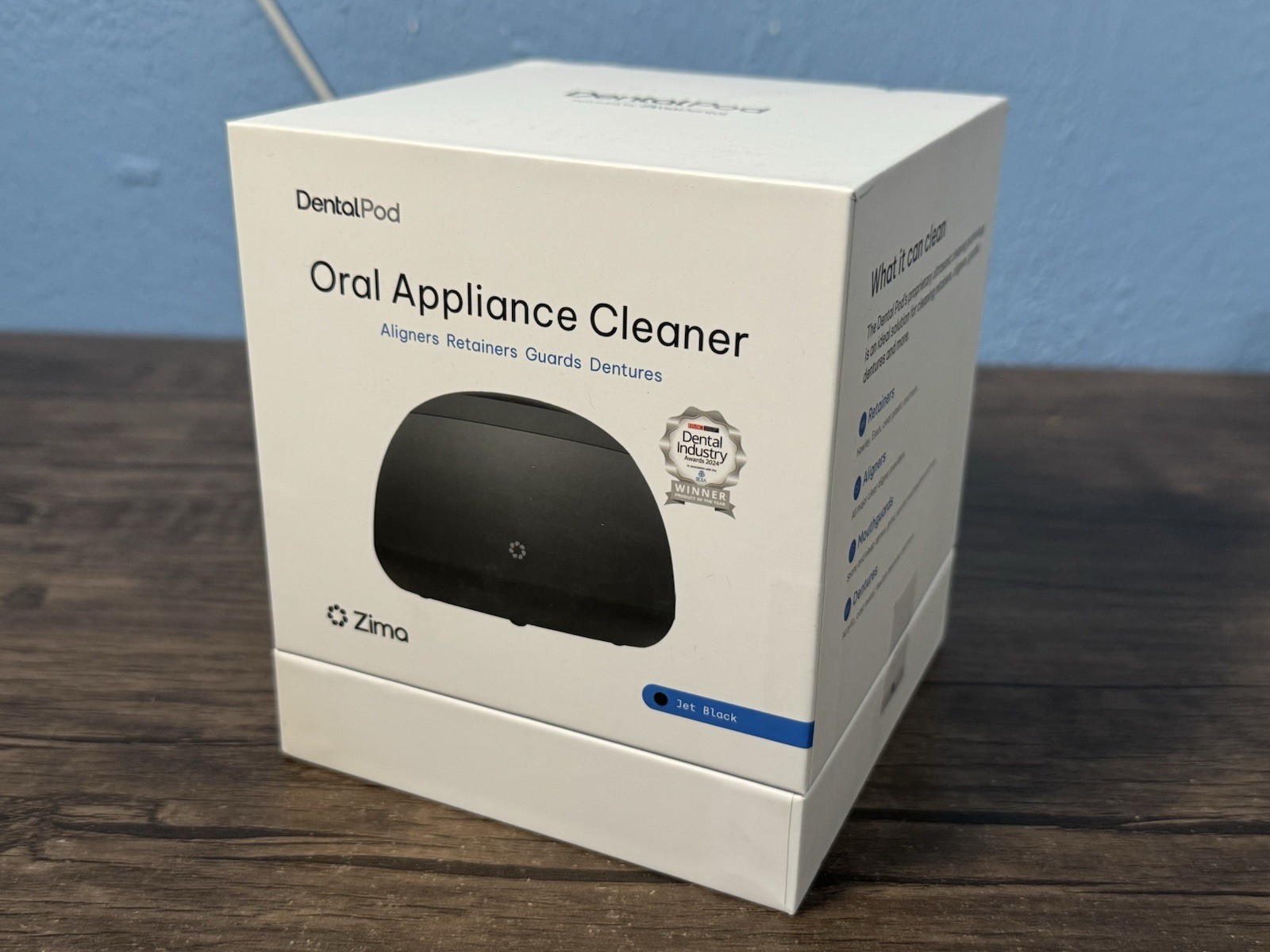 Zima Dental Pod Ultrasonic Cleaner Aligners Guards Dentures Jet Black Sealed