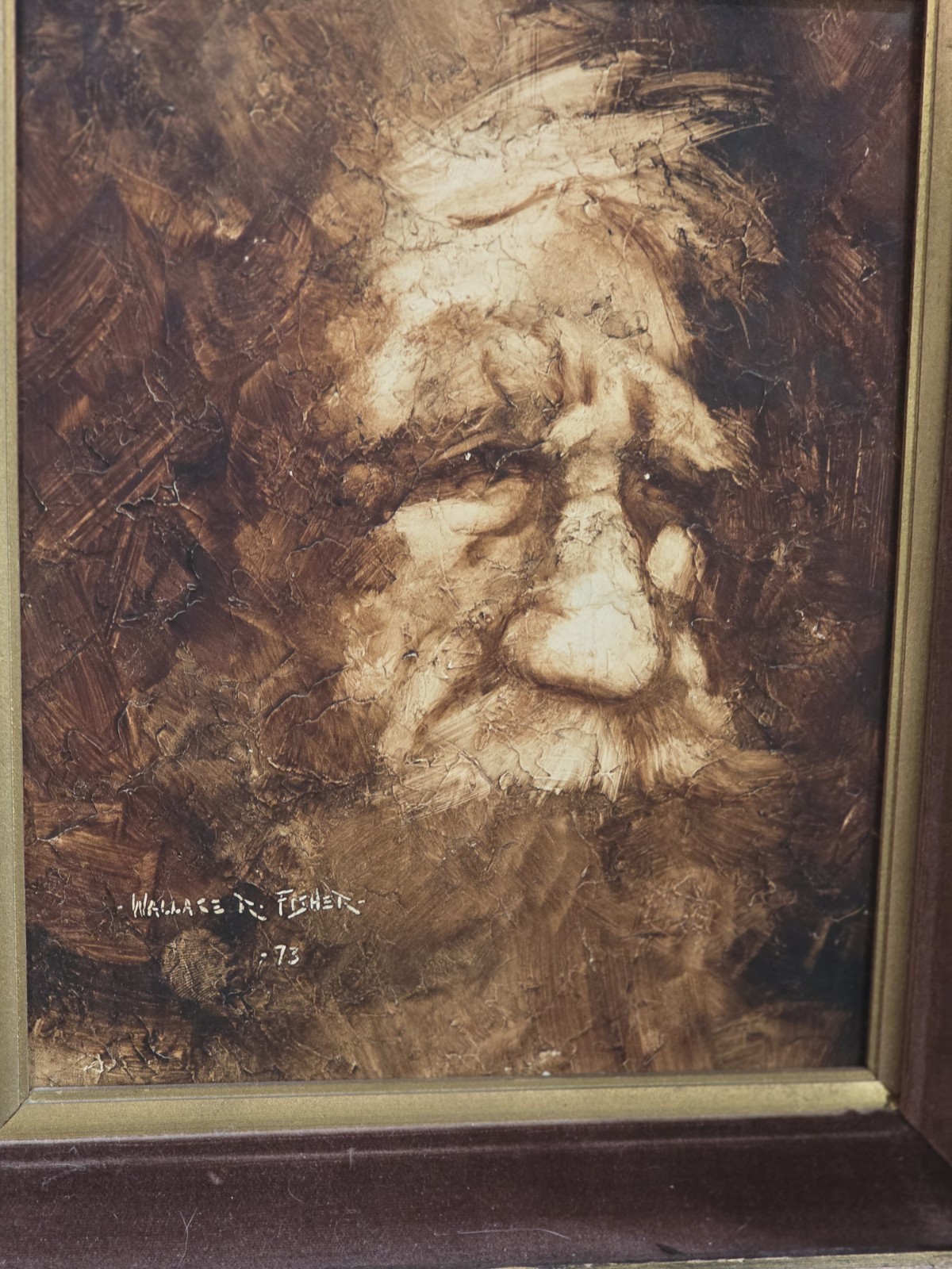 Wallace Fisher 1973 Old Man Painting Framed Print Wall Art Picture Wallace Fisher 1973 Old Man Painting Framed Print Wall Art Picture