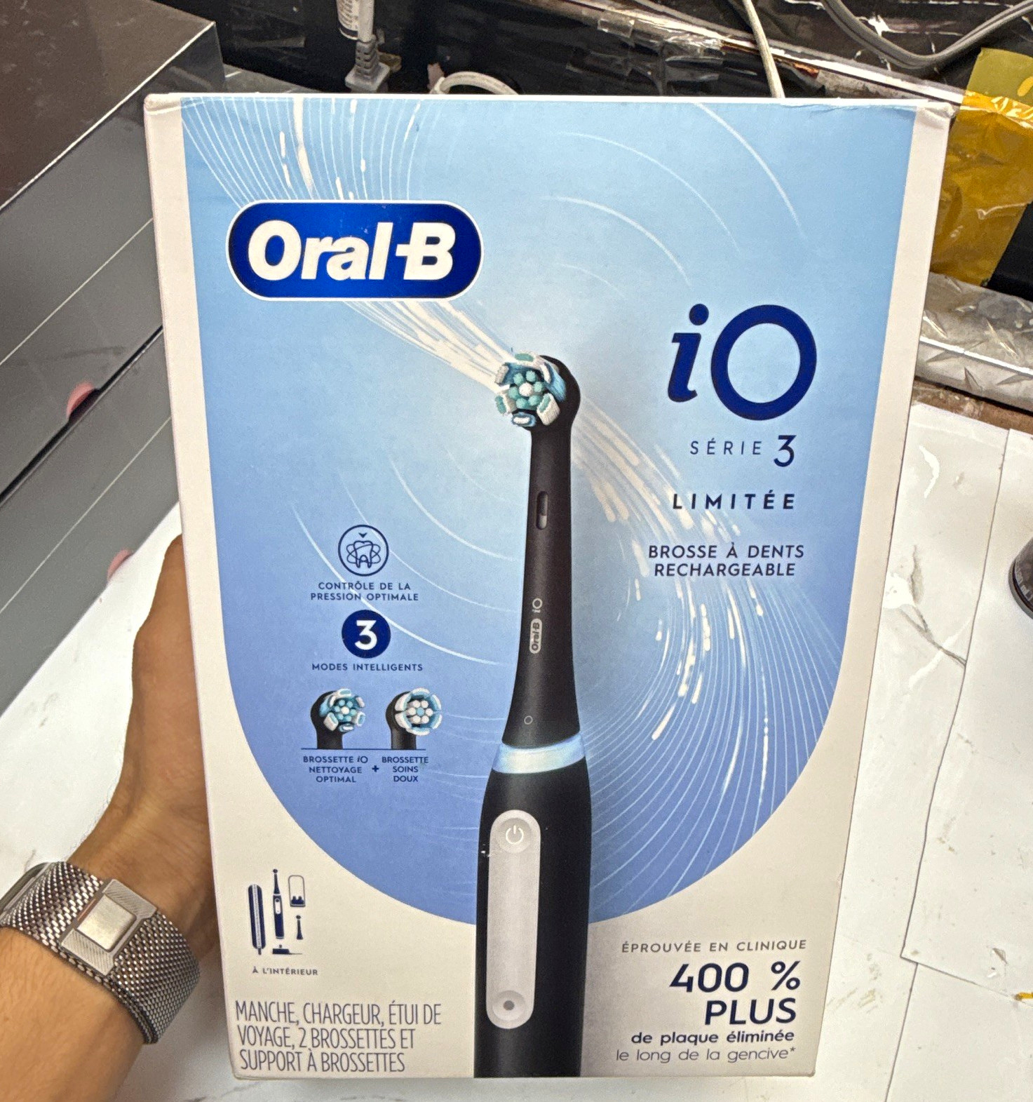 Oral-B iO Series 3 Limited Rechargeable Oscillating Brush, Black, 3 Speeds