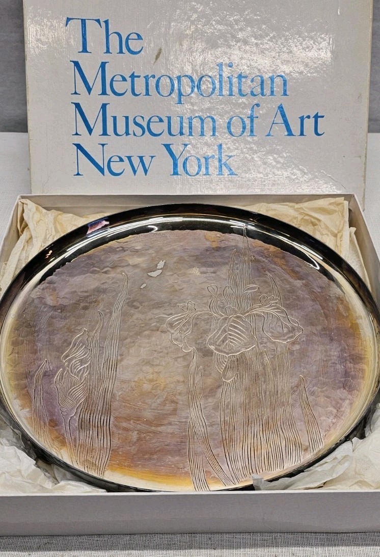 Metropolitan Museum of Art 1879 Tiffany & Co Repro Round Tray Salver Irises