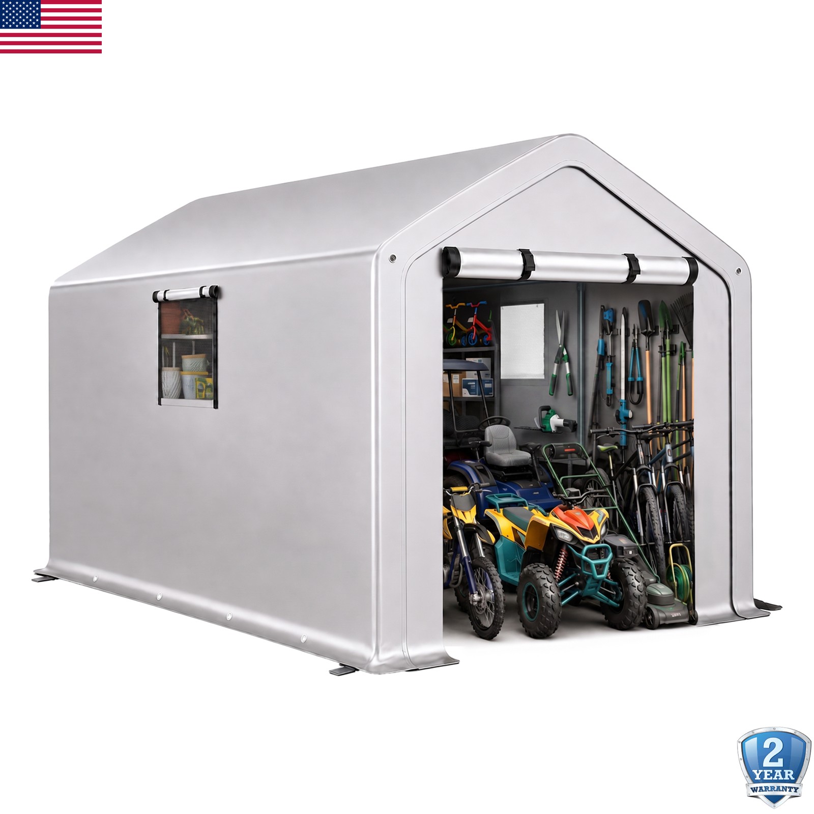 8X10FT Outdoor Storage Shelter Shed Waterproof Carport Canopy Garage Car Tent US