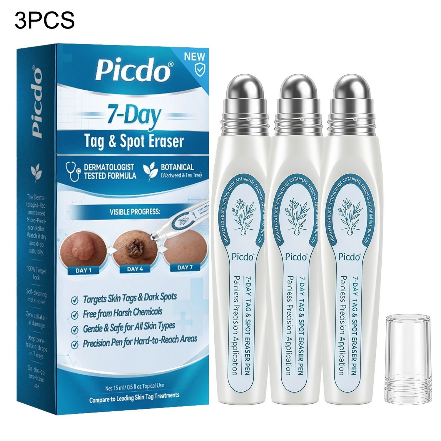 3X Picdo 7 Day Rollerball Beauty Pen Improve Skin Blemishes&Uneven Imperfections