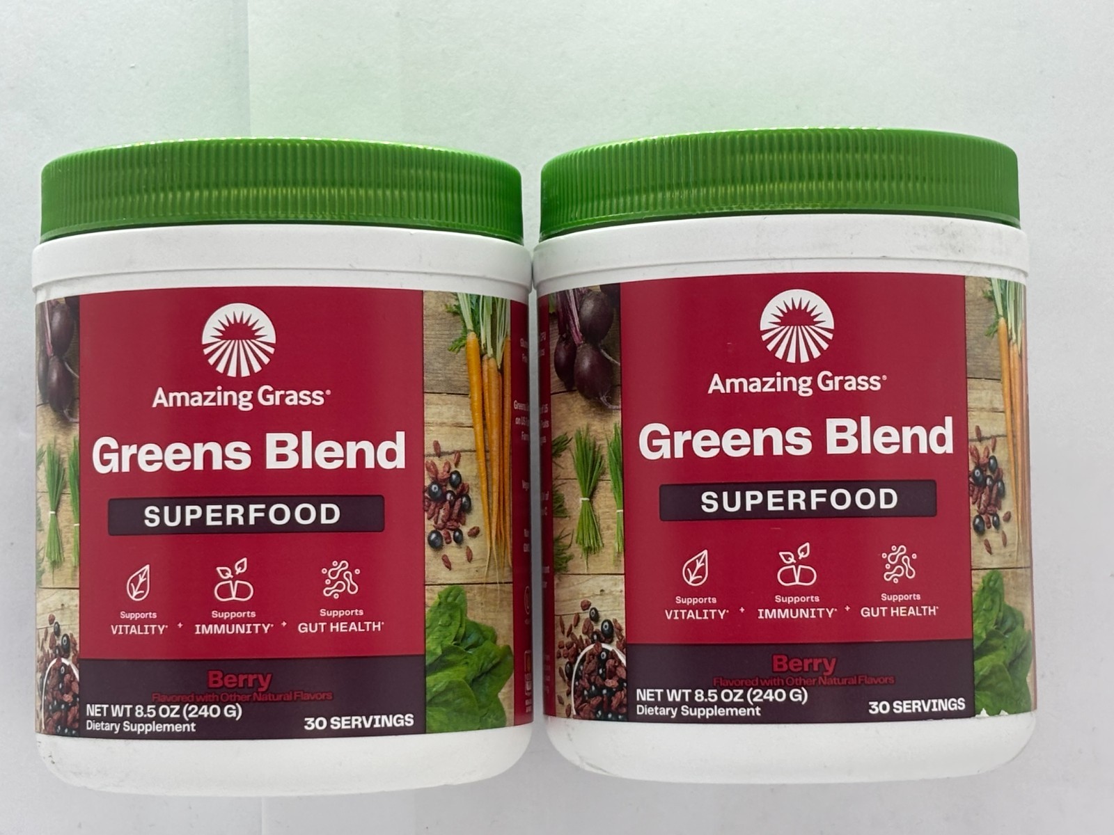 Amazing Grass Greens Superfood Powder BERRY 2 x 8.5z, EXP 10/26, 