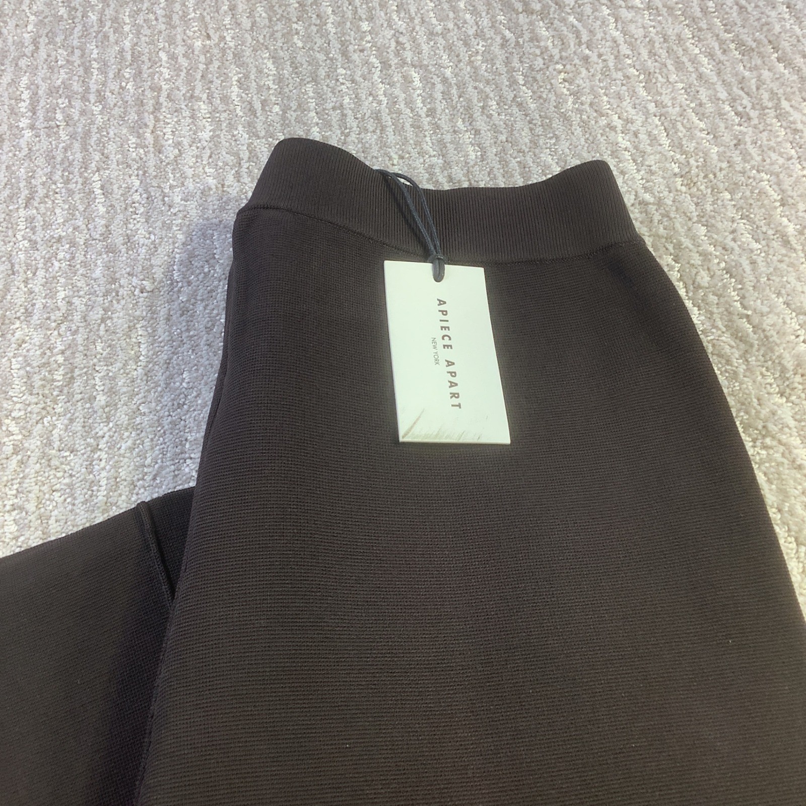 Apiece Apart Rene Pull On Wide Leg Pants Deep Espresso Knit Size L NWT