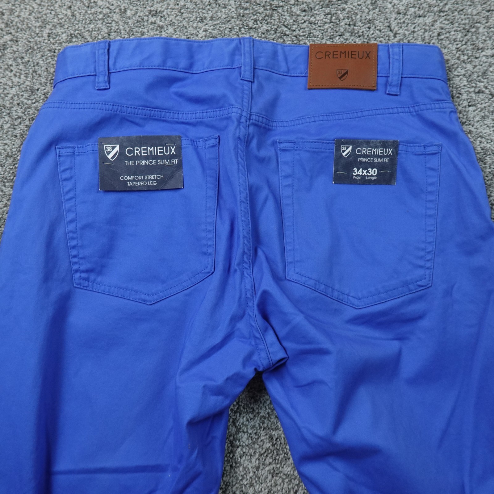 NEW Cremieux Pants Mens 34X30 Blue Slim Fit Chino Jeans Tapered Comfort Stretch